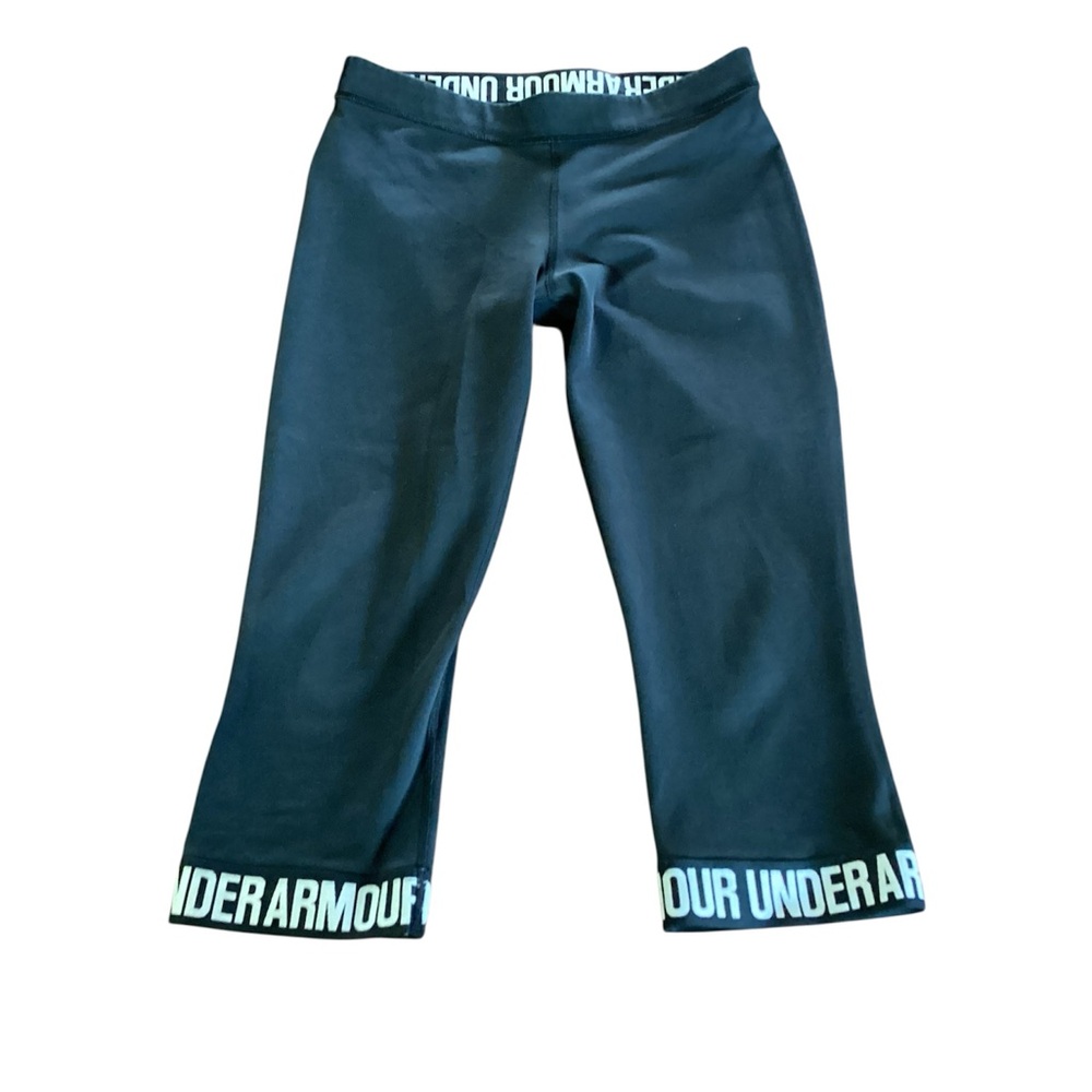 Under Armour Black Cropped Logo‎ Band Leggings-Womens/Juniors *Size Tag Missing